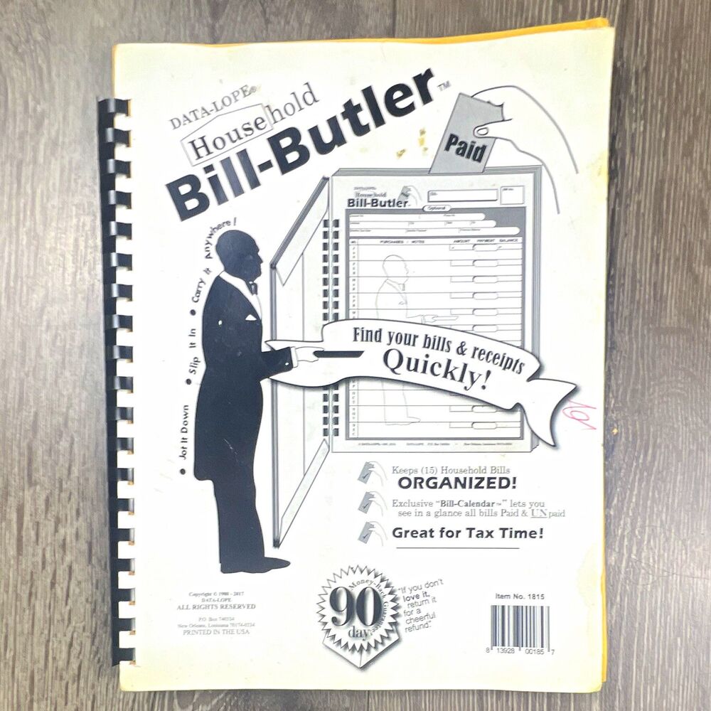 DATA-LOPE Household Bill-Butler Bill Calendar Organizer, Item No. 1815